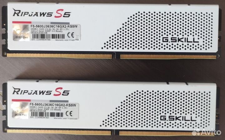 DDR-5 G.Skill ripjaws S5 (F5-5600J3636C16GX2) 32gb