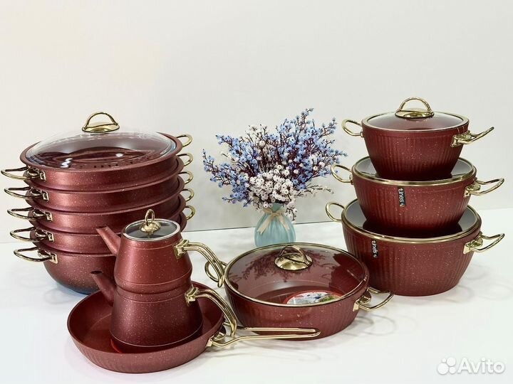 Набор Кастрюли Мантоварка Чайники Турция гранит