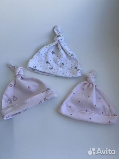 Шапочки Next, 3 шт 0-3 мес