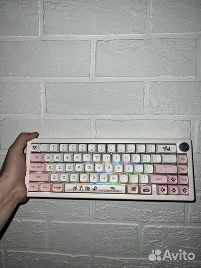 Кастом gmk67 Akko v3 cream yellow pro matcha green