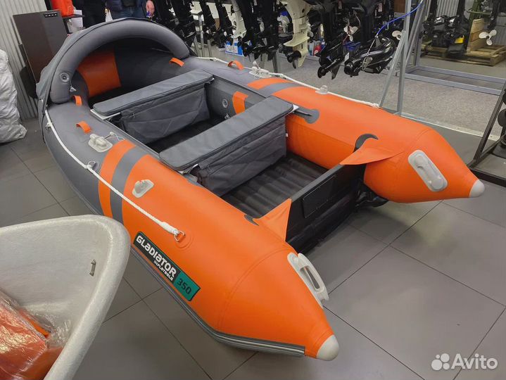 Лодка надувная пвх Gladiator E 350PRO Оранжевая