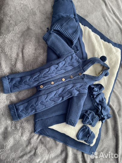 Комплект на выписку вязаный зима для мальчика