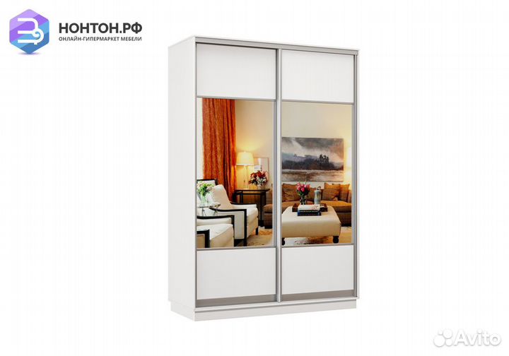 Шкаф-купе двухдверный Ригель мини белый