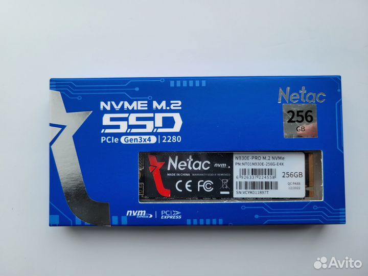 SSD диск Netac N930E Pro 256гб PCIe NVMe 3.0x4
