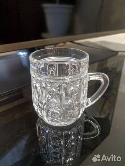 Хрустальные кружечки с ручкой 6 шт