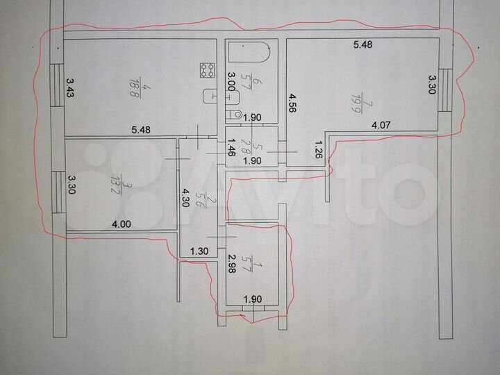 2-к. квартира, 71,7 м², 5/5 эт.