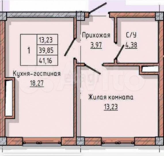 1-к. квартира, 41,1 м², 10/16 эт.