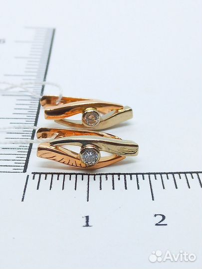 Серьги с природным камнем Золото