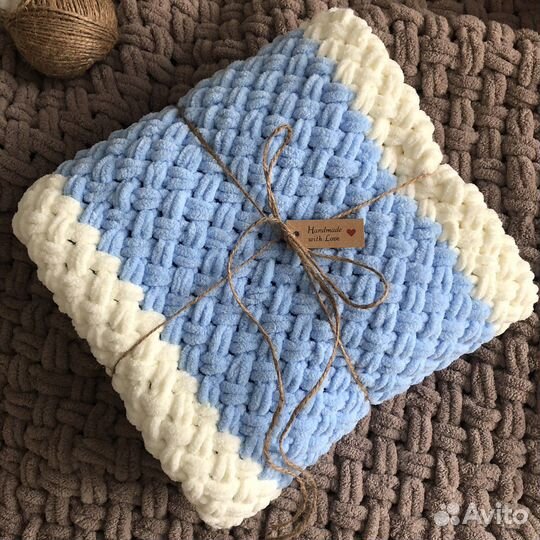 Детский вязаный плюшевый плед