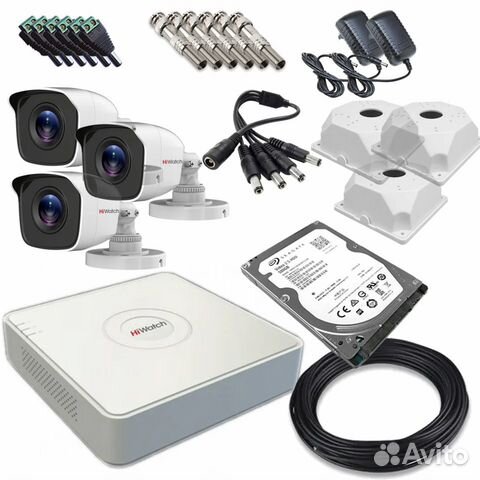 Комплект видеонаблюдение для дома HiWatch 3 камеры