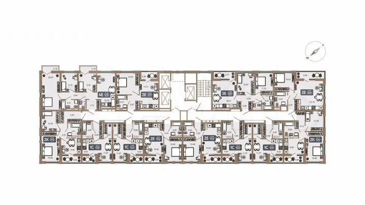 2-к. квартира, 53,3 м², 17/22 эт.