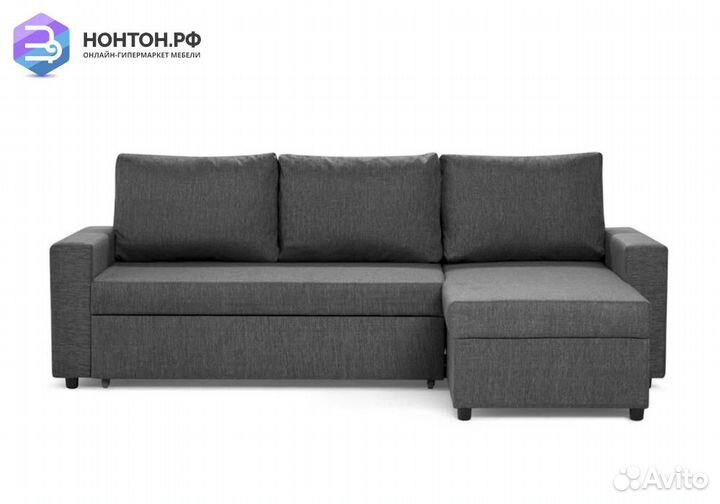 Диван угловой дельфин Торонто тёмно-серый