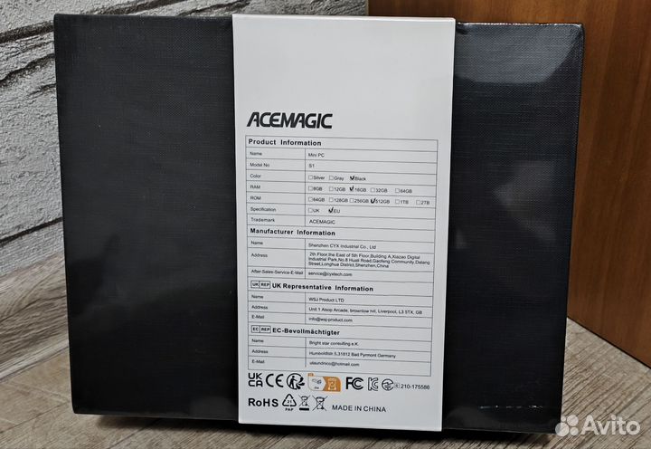 Крутой мини-пк с экраном Acemagic S1 16gb 512gb