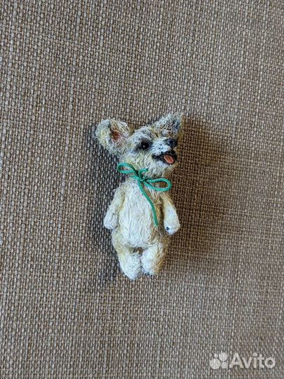 Корги. Вязаная миниатюра. 4 см