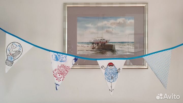 Гирлянда растяжка из тканевых флажков ручная работ