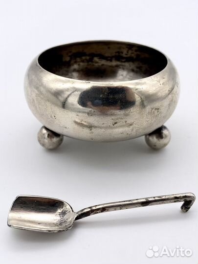 Солонка с ложечкой серебро 84 проба
