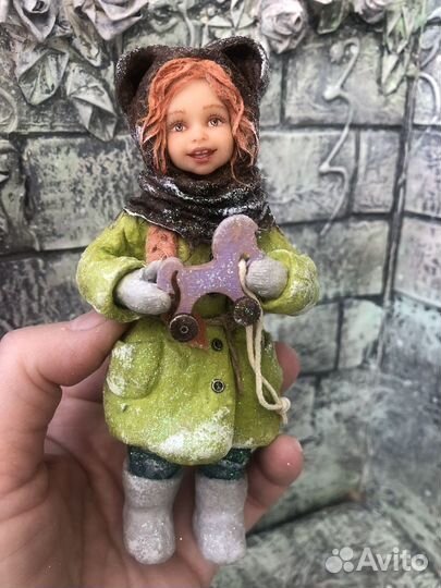 Ватная елочная игрушка ручная работа