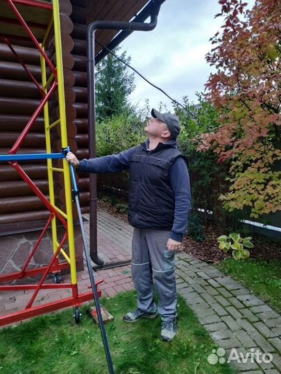 Покраска и шлифовка деревянного дома. Теплый шов