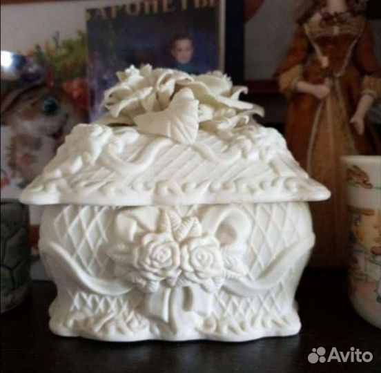 Шкатулка керамика, цвет слоновая кость 50 года