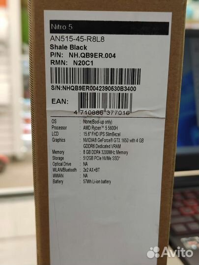 Новый игровой ноутбук acer nitro 5 gtx 1650 8/512