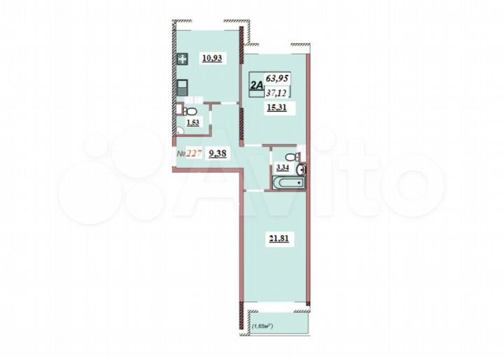 2-к. квартира, 61,7 м², 1/11 эт.