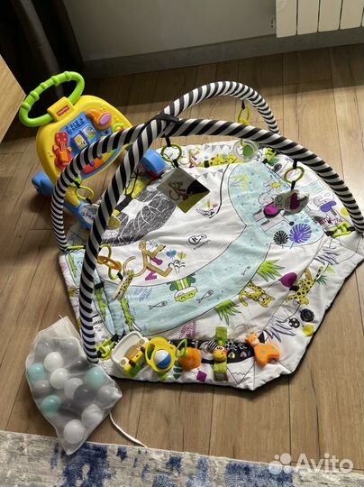 Развивающий коврик kinderkraft и ходунки