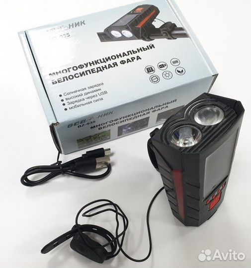 Фонарь LED велосипедный передний + звуковой сигнал