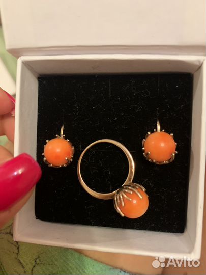 Комплект серьги и кольцо
