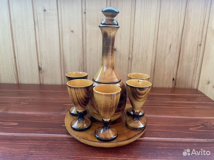 Набор деревянный штоф и стопки СССР