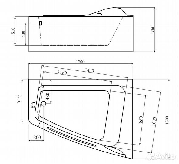 Акриловая ванна Gemy G9056 B R