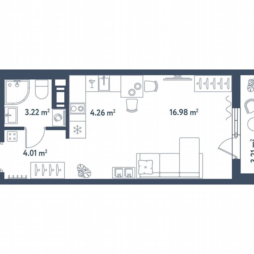 Квартира-студия, 30,3 м², 9/11 эт.