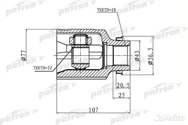 Шрус внутренний правый 22x43x28 KIA shuma,II/SE