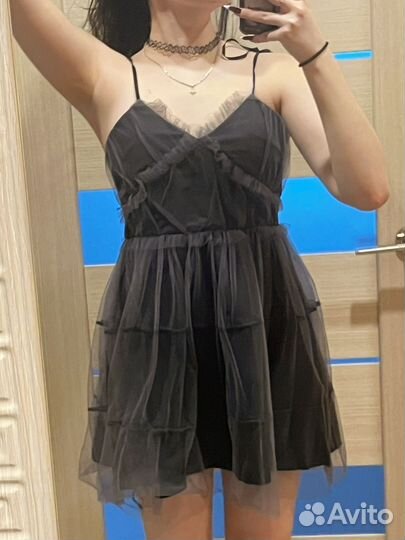 Платье серое сетчатое