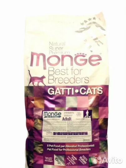 Корм monge для взрослых кошек 10 кг курица
