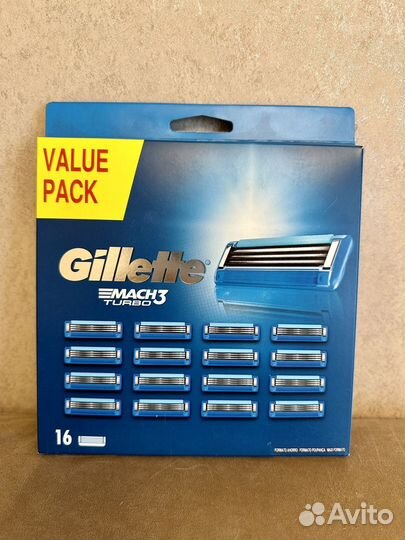 Лезвия для бритвы Gillette mach3 turbo 16шт