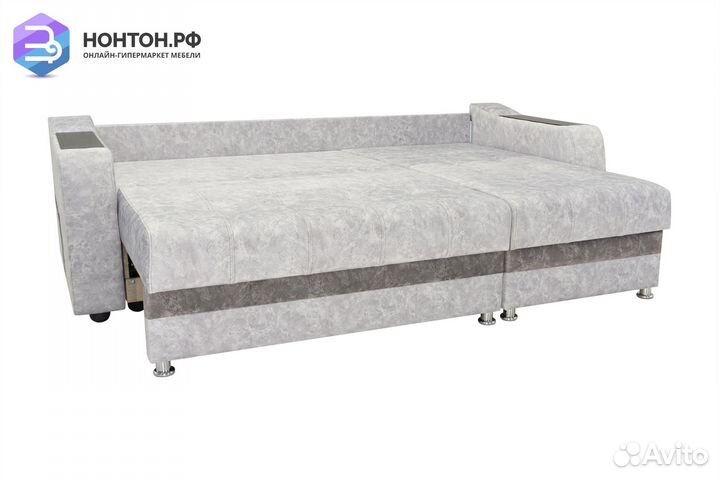 Диван угловой тик-так Бостон серый