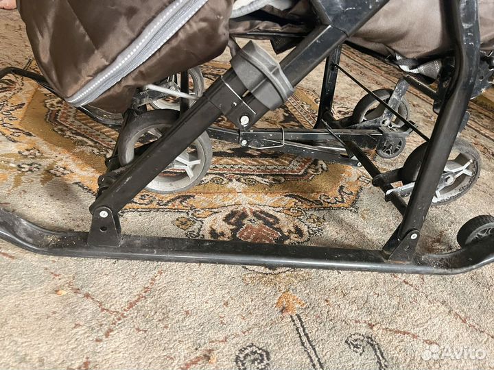 Детские санки коляска с колесами бу