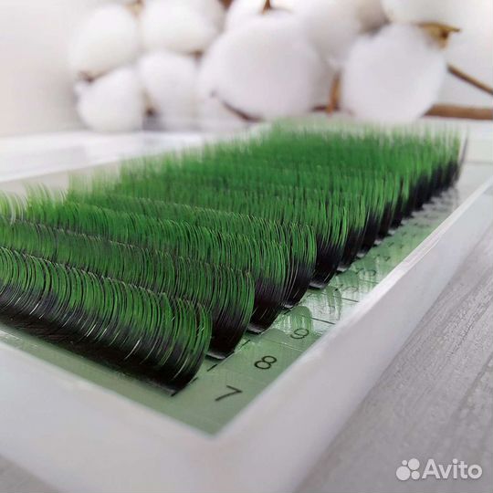 Ресницы Nagaraku черно-зелёные омбре mix