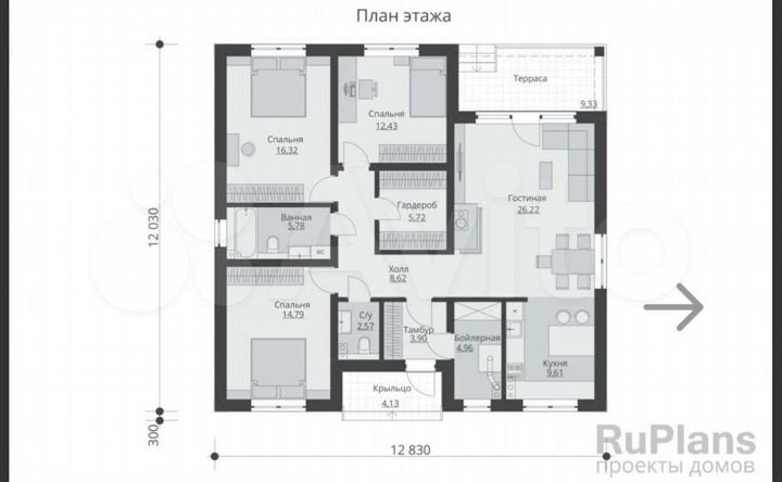Дом 112 м² на участке 5 сот.