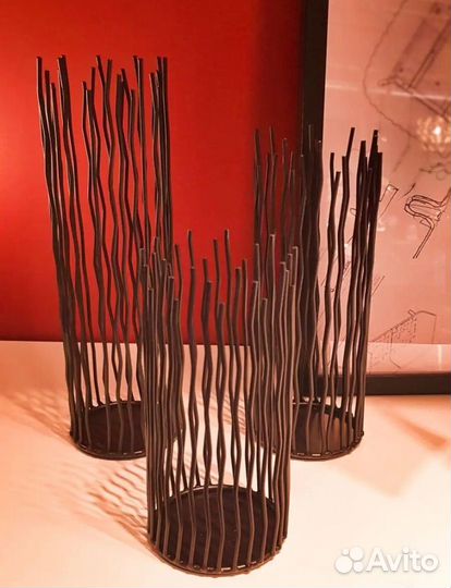 Подсвечник лофт черный металлический