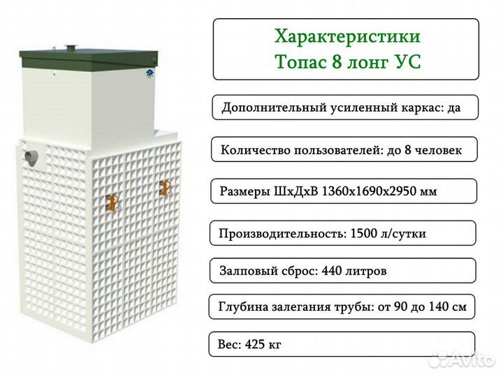 Септик Топас 8 Long ус - усиленный с доставкой