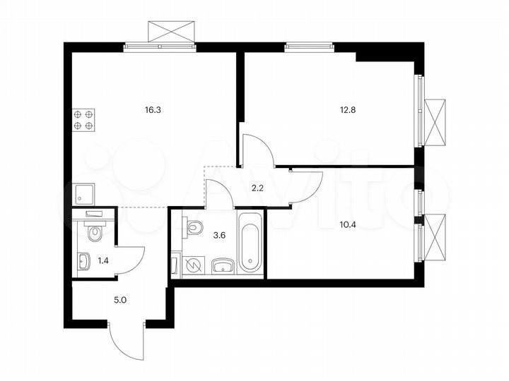 2-к. квартира, 51,7 м², 27/33 эт.