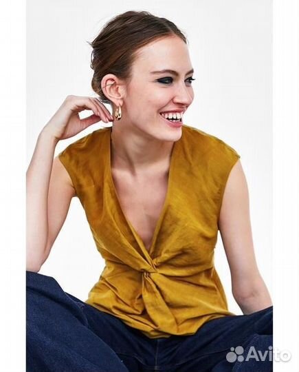 Топ блуза zara M лен и вискоза