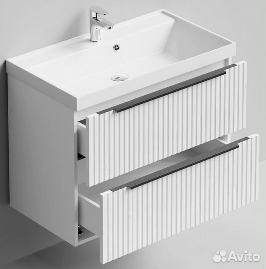 Тумба с раковиной Дольчи 80см Подвесной, белый гля