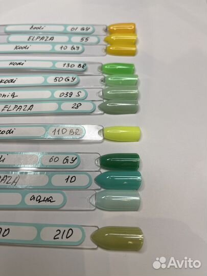 Гель лаки зеленые желтые 12 шт