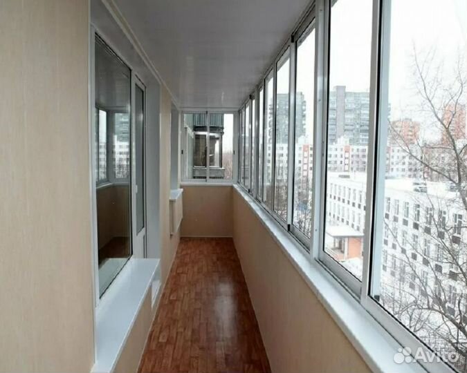 Остекление алюминиевое с отделкой