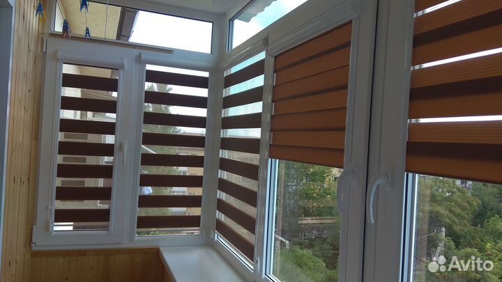 Рулонные шторы день ночь лофт во коричневый