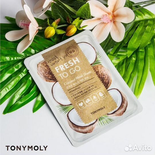 Tony moly тканевая маска для лица с кокосом Корея