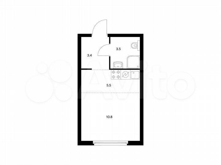 Квартира-студия, 23,2 м², 11/21 эт.