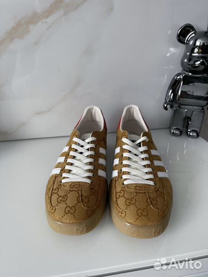 Кеды Adidas x Gucci Original GG Beige бежевые